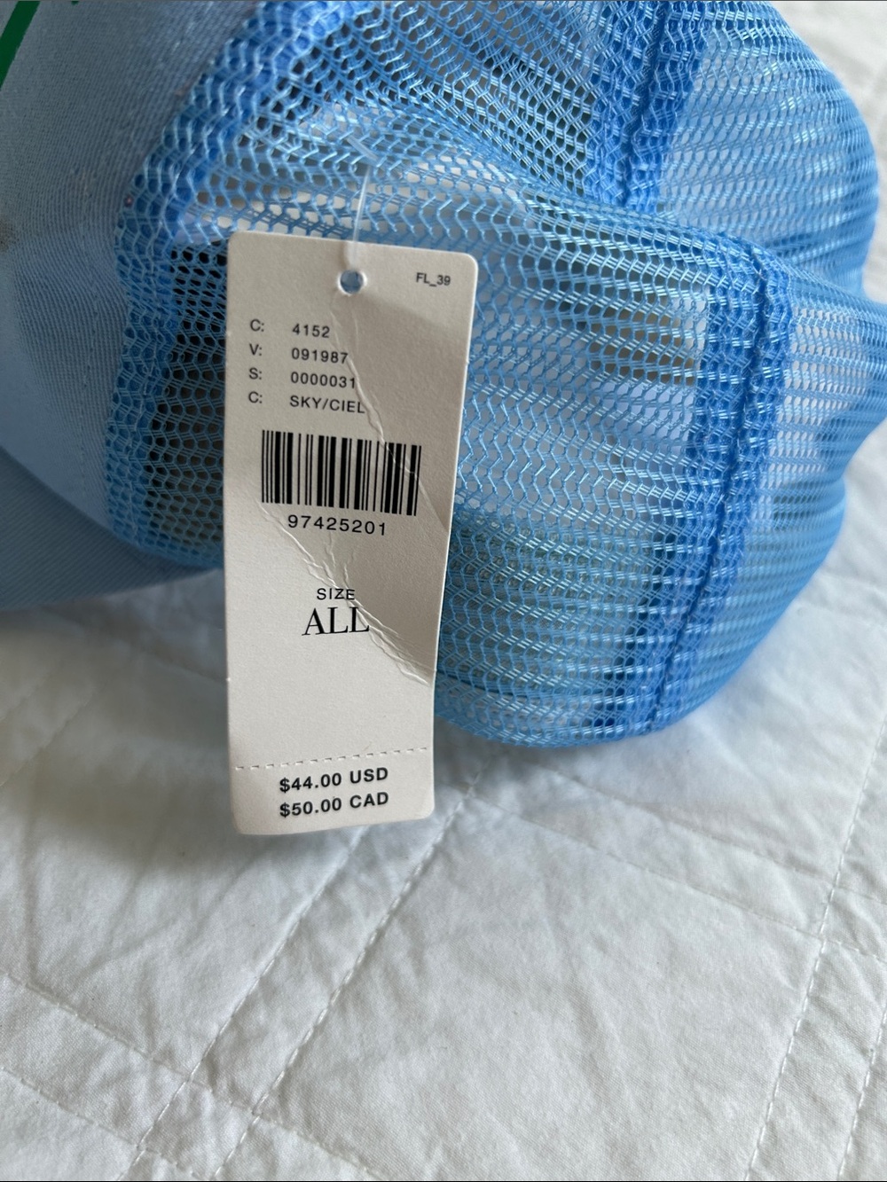 Anthropologie Light Blue 'C'EST LA VIE' Trucker Hat with Green & Cream Graphic - Picture 2 of 6